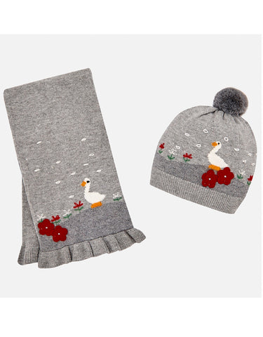 Mayoral Geese Knitted Beanie Hat and Scarf Set