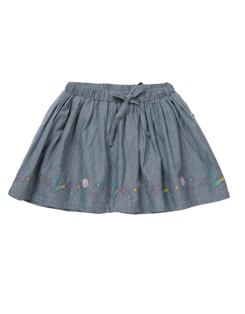 Piccalilly Space Embroidered Chambray Skirt