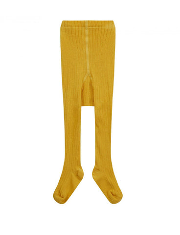 Piccalilly Girls Mustard Ribbed Tights